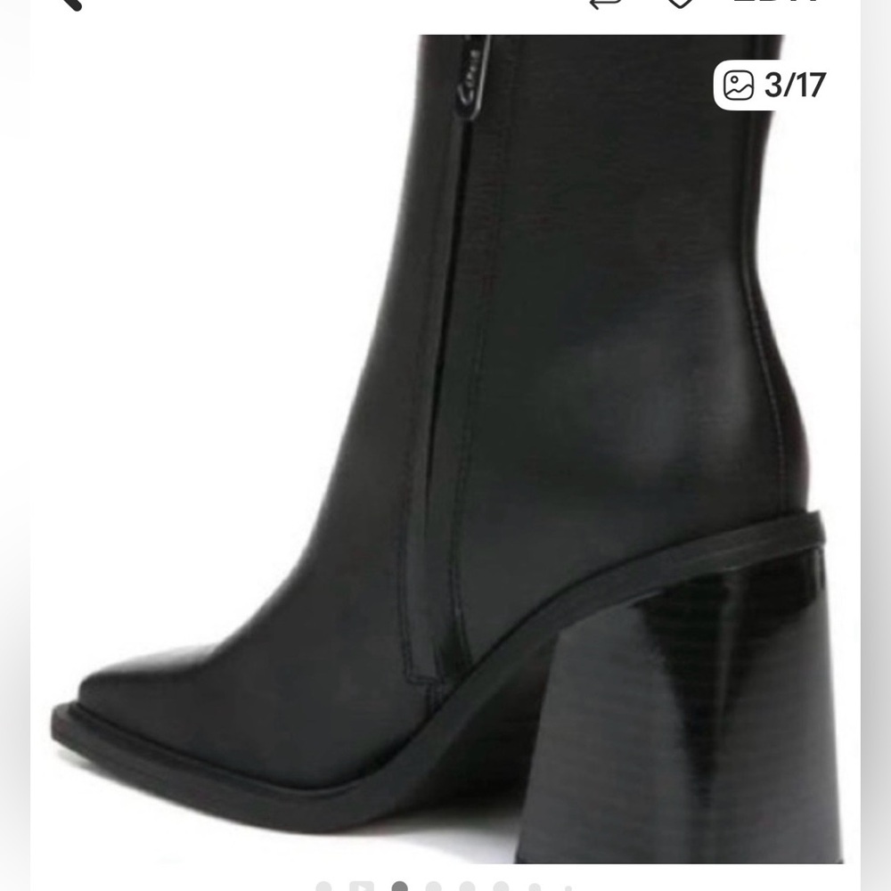 Circus by Sam Edelman Black Block Heel Angled Square Toe Ankle Boot Worn Once NB